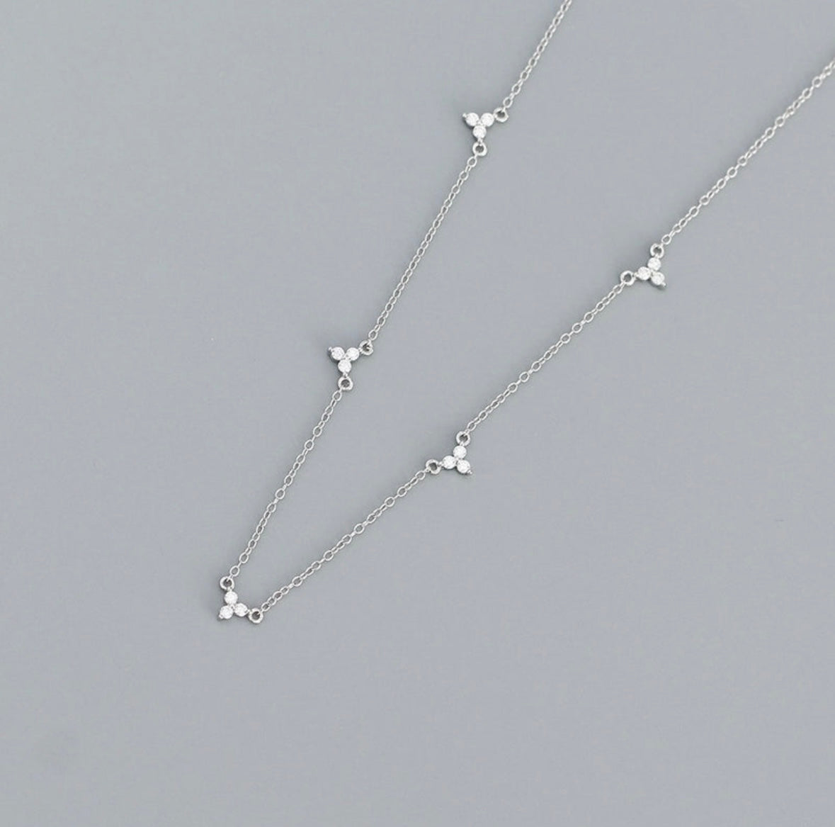 Fashion Shamrock Sterling Silver Inlay Zircon Necklace