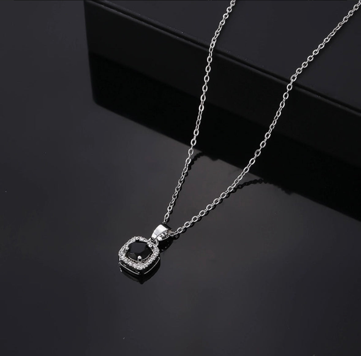 Simple Style Square Stainless Steel Alloy Plating Inlay Zircon Silver Plated Pendant Necklace